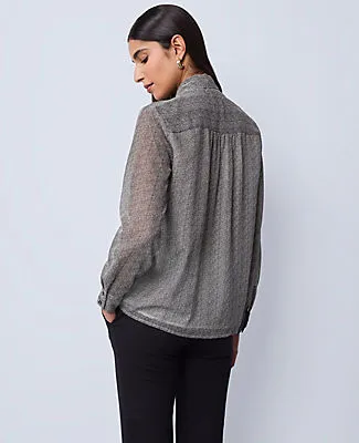 Ann Taylor Herringbone Bow Blouse sold by Ann Taylor product image thumbnail 2