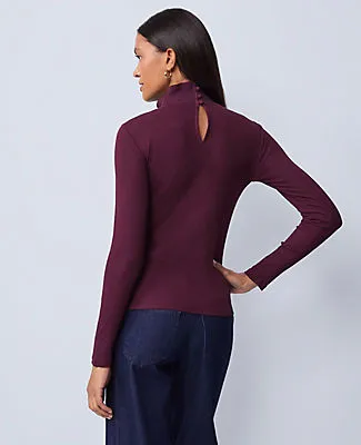 Ann Taylor Weekend Collection Ruffle Mock Neck Top sold by Ann Taylor product image thumbnail 2