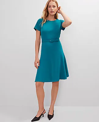 Ann Taylor Crew Neck Belted Flare Dress sold by Ann Taylor product image thumbnail 3