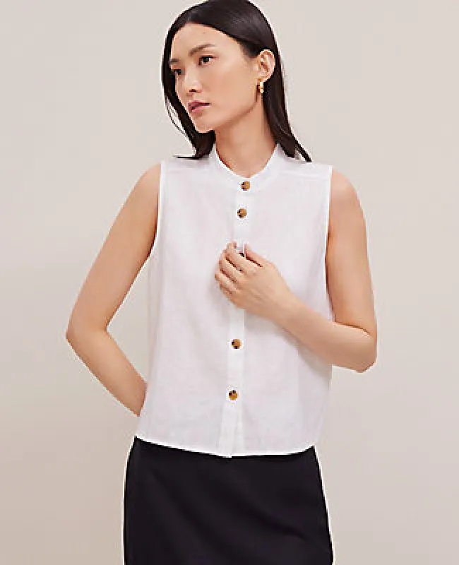 Ann Taylor Linen Sleeveless Shirt sold by Ann Taylor