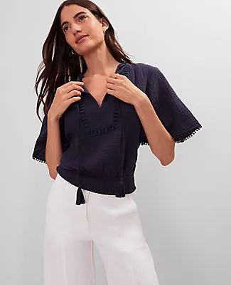 Ann Taylor Weekend Collection Linen Blend Tie Neck Blouse sold by Ann Taylor