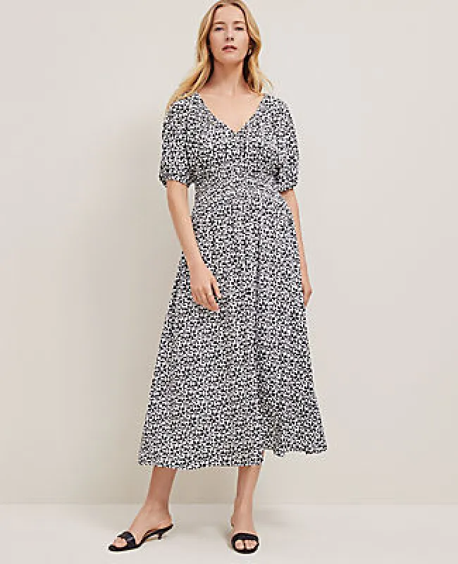 Ann Taylor Floral Smocked Puff Sleeve Dress sold by Ann Taylor