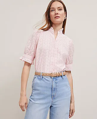 Ann Taylor Eyelet Ruffle Collar Shirt sold by Ann Taylor product image thumbnail 3