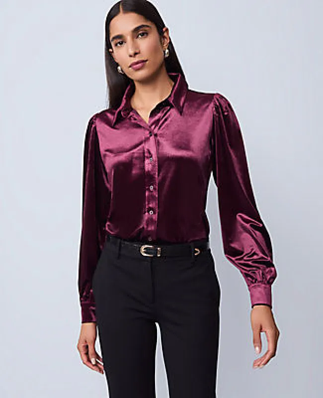 Ann Taylor Petite Velvet Button Down Shirt sold by Ann Taylor