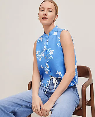 Ann Taylor Floral Linen Sleeveless Shirt sold by Ann Taylor product image thumbnail 3