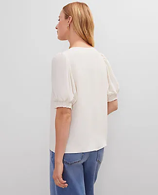 Ann Taylor Petite V-Neck Popover Top sold by Ann Taylor product image thumbnail 2