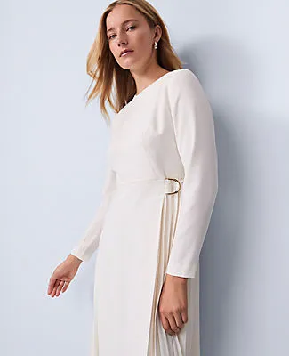 Ann Taylor Petite Pleated Crepe Flare Dress sold by Ann Taylor product image thumbnail 3
