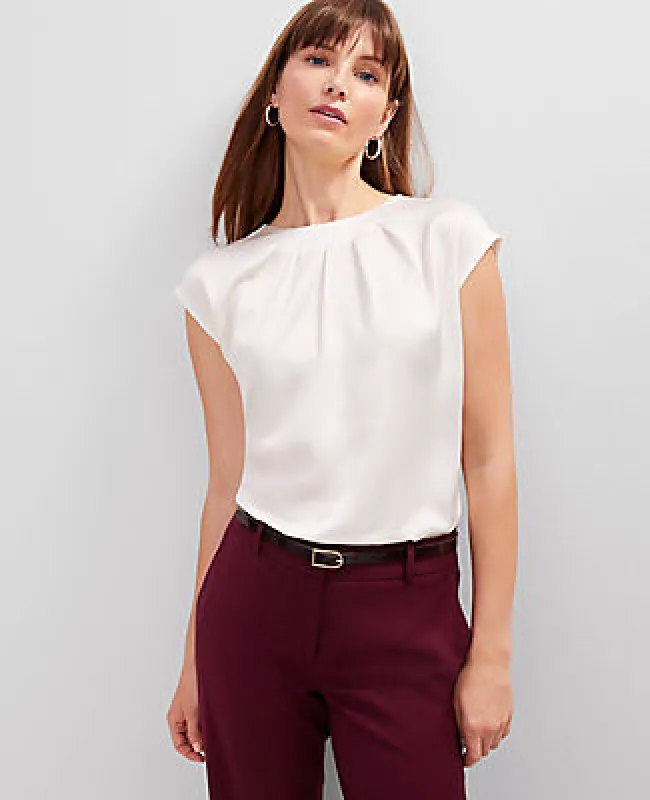 Ann Taylor Pleated Crew Neck Top sold by Ann Taylor