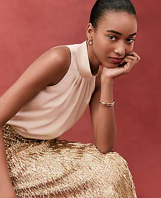 Ann Taylor Petite Satin Mock Neck Top sold by Ann Taylor product image thumbnail 2