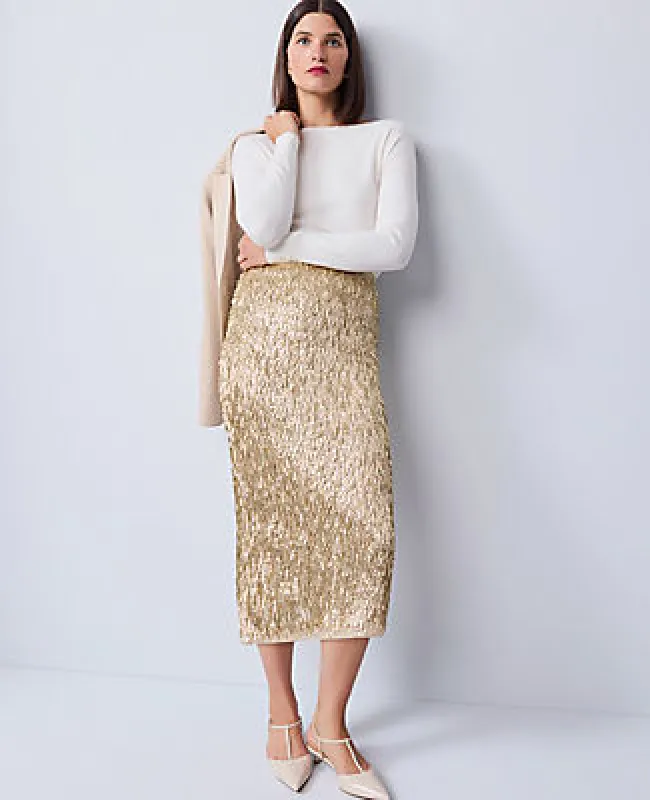 Ann Taylor Sequin Column Midi Skirt sold by Ann Taylor