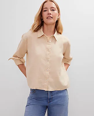 Ann Taylor Cropped Linen Shirt sold by Ann Taylor