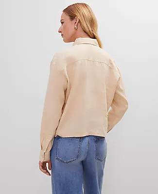 Ann Taylor Cropped Linen Shirt sold by Ann Taylor product image thumbnail 2