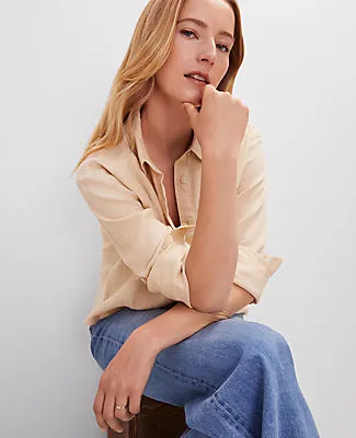 Ann Taylor Cropped Linen Shirt sold by Ann Taylor product image thumbnail 3