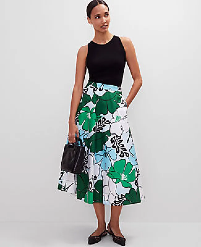Ann Taylor Floral Tea Length Skirt sold by Ann Taylor