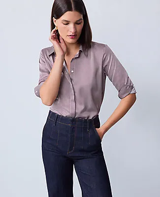 Ann Taylor Striped Satin Essential Shirt sold by Ann Taylor