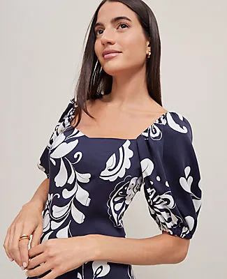 Ann Taylor Floral Puff Sleeve Midi Dress sold by Ann Taylor product image thumbnail 3