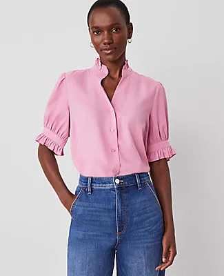 Ann Taylor Ruffle Collar Shirt sold by Ann Taylor