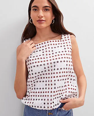 Ann Taylor Petite Weekend Collection Eyelet Bubble Hem Top sold by Ann Taylor