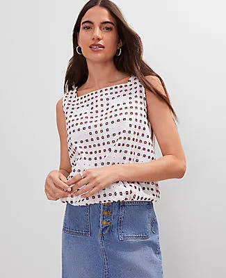 Ann Taylor Petite Weekend Collection Eyelet Bubble Hem Top sold by Ann Taylor product image thumbnail 3
