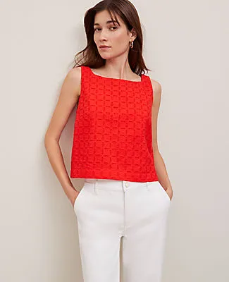 Ann Taylor Eyelet Linen Blend Tank Top sold by Ann Taylor