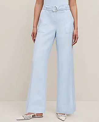 Ann Taylor The Belted Wide-Leg Pant in Linen Blend — Curvy Fit sold by Ann Taylor