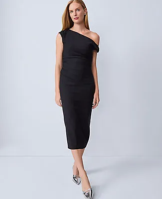 Ann Taylor Petite Asymmetric Off-The-Shoulder Column Dress sold by Ann Taylor product image thumbnail 3