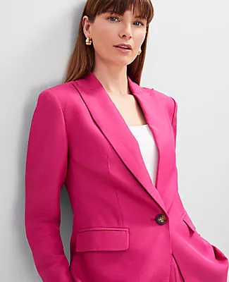 Ann Taylor Studio Collection One Button Fitted Long Blazer sold by Ann Taylor