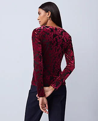 Ann Taylor Floral Velvet Crew Neck Top sold by Ann Taylor product image thumbnail 2