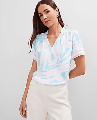 Ann Taylor Floral Lace Trim Mixed Media Top sold by Ann Taylor product image thumbnail 3