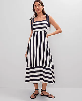 Ann Taylor Petite Weekend Collection Striped Linen Blend Midi Dress sold by Ann Taylor product image thumbnail 4