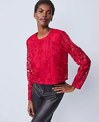 Ann Taylor Petite Lace Crew Neck Blouse sold by Ann Taylor