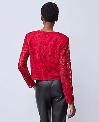 Ann Taylor Petite Lace Crew Neck Blouse sold by Ann Taylor product image thumbnail 2
