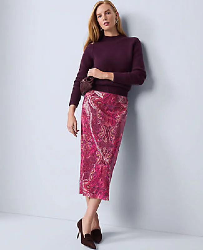 Ann Taylor Sequin Paisley Column Midi Skirt sold by Ann Taylor