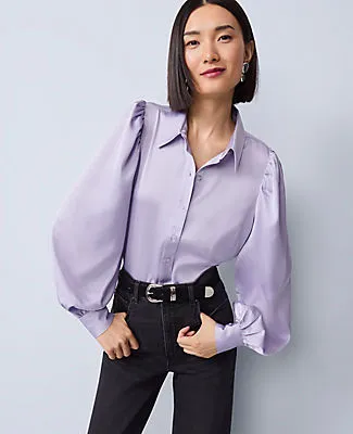 Ann Taylor Petite Satin Blouson Sleeve Blouse sold by Ann Taylor product image thumbnail 2
