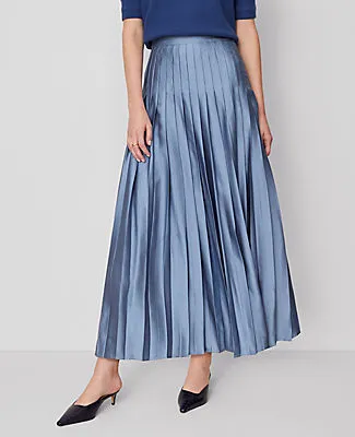 Ann Taylor Satin Pleated Midi Skirt sold by Ann Taylor product image thumbnail 3
