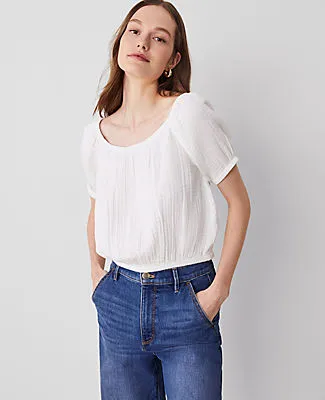 Ann Taylor Gauze Bubble Hem Blouse sold by Ann Taylor