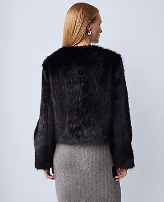 Ann Taylor Petite Faux Fur Crew Neck Jacket sold by Ann Taylor product image thumbnail 3