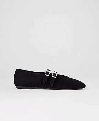 Ann Taylor Buckled Suede Ballet Flat sold by Ann Taylor