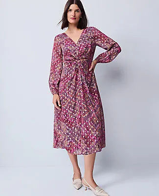 Ann Taylor Draped Paisley Midi Dress sold by Ann Taylor