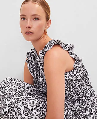 Ann Taylor Petite Floral Ruffle Midi Dress sold by Ann Taylor product image thumbnail 3