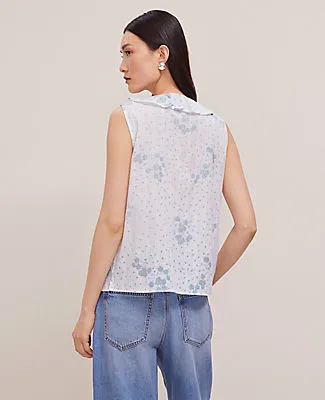 Ann Taylor Floral Pintucked Ruffle Sleeveless Top sold by Ann Taylor product image thumbnail 2