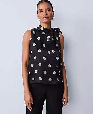 Ann Taylor Dotted Tie Neck Halter Top sold by Ann Taylor