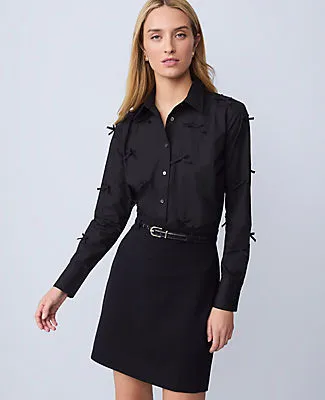 Ann Taylor Cropped Bow Shirt sold by Ann Taylor