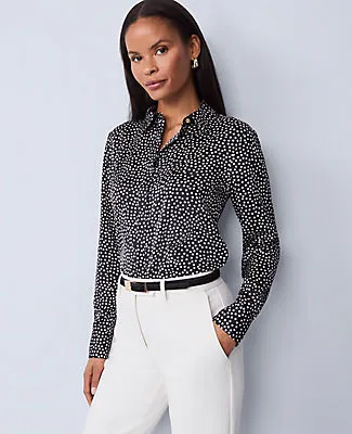 Ann Taylor Dotted Satin Essential Shirt sold by Ann Taylor