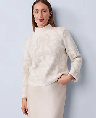 Ann Taylor Shimmer Jacquard Mock Neck Sweater sold by Ann Taylor product image thumbnail 3