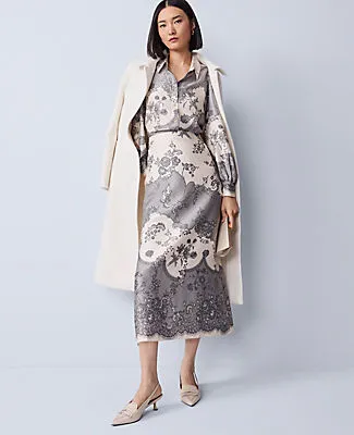 Ann Taylor Floral Satin Midi Skirt sold by Ann Taylor product image thumbnail 4