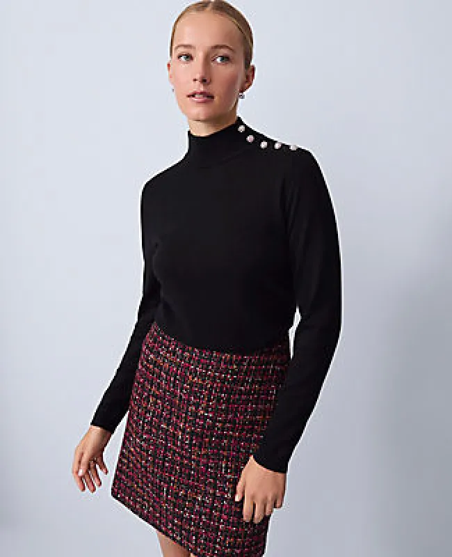 Ann Taylor Button Turtleneck Sweater sold by Ann Taylor