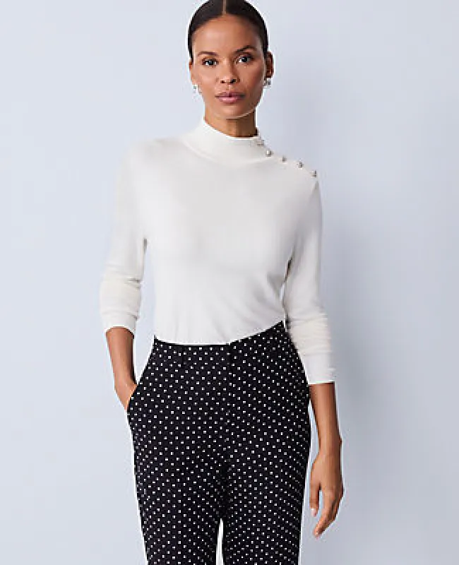 Ann Taylor Button Turtleneck Sweater sold by Ann Taylor