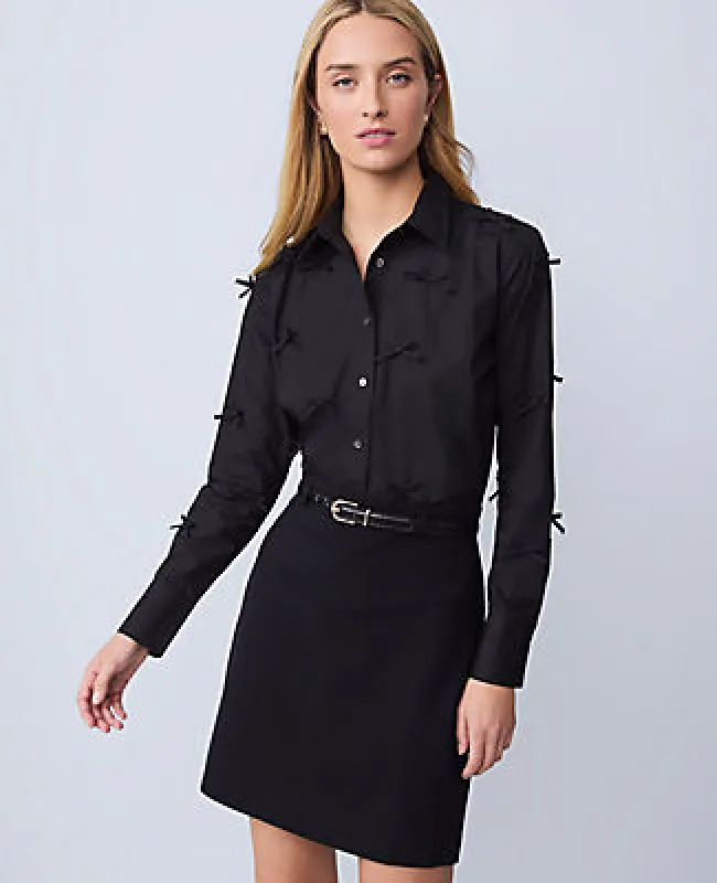 Ann Taylor Cropped Bow Shirt sold by Ann Taylor