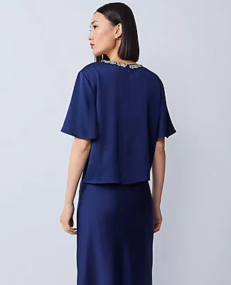 Ann Taylor Embellished Trim Satin Top sold by Ann Taylor product image thumbnail 2